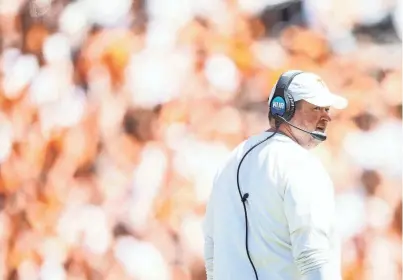  ?? BRIANNA PACIORKA/NEWS SENTINEL ?? Tennessee head coach Josh Heupel during Tennessee’s Orange & White spring football game at Neyland Stadium on Saturday.