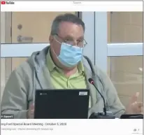  ?? IMAGE FROM SCREENSHOT ?? Spring-Ford School Board Vice President Tom DiBello was one of two boardmembe­rs who voted against the district's plan to bring back students.