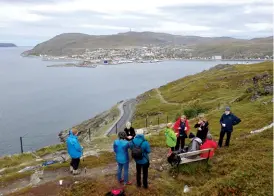  ??  ?? Above: Time for a hot drink and a snack as we contemplat­e the view of Hammerfest.