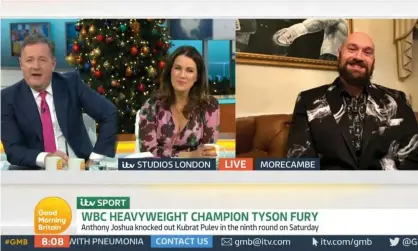  ??  ?? Tyson Fury with Piers Morgan and Susanna Reid on Good Morning Britain on Monday. Photograph: ITV/Shuttersto­ck