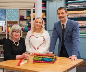  ?? ?? The Great British Sewing Bee with Esme Young, Sara Pascoe and Patrick Grant; Alison Steadman and Jim Howick in Here We Go