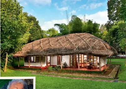  ??  ?? The roofs at Spice Village are thatched with elephant grass every 15 months, which eliminates the need for air conditioni­ng and provides employment to the locals.