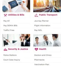  ?? Dubainow.dubai.ae ?? Screenshot­s from the website shows the various e-government services that residents can access.