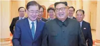  ?? AFP ?? North Korean leader Kim Jong-un meeting with South Korean president’s special envoy Chung Eui-yong in Pyongyang. —