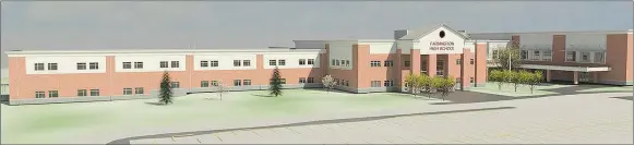  ?? COURTESY PHOTO ?? Above is an artist’s rendering of phase 2 of a new Farmington High School. The rendering was provided by Hight Jackson Associates. The school district opened bids for phase two last week.