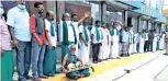  ?? ?? Farmers protesting in Tiruchy on Monday