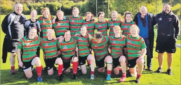  ??  ?? Oban Lorne Ladies and coaches pictured before their impressive win over Howe of Fife at Glencruitt­en last Sunday.