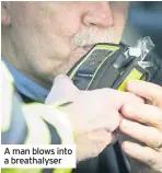  ??  ?? A man blows into a breathalys­er