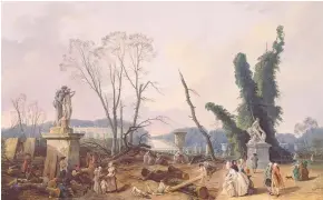  ?? ?? Uncannily like a battlefiel­d: The Tapis Vert at Versailles (1774-5), by Hubert Robert