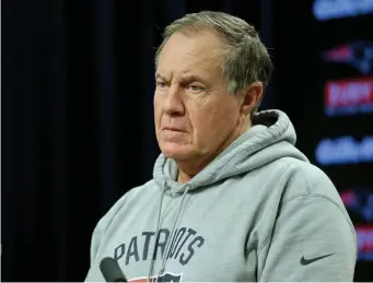  ?? NANCY LANE / BOSTON HERALD ?? POKER FACE: Bill Belichick ponders a question during his press conference this week.