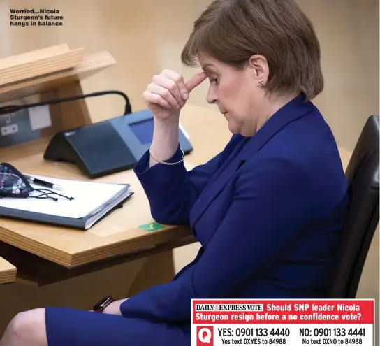  ?? Pictures: GETTY, PA ?? Worried…Nicola Sturgeon’s future hangs in balance