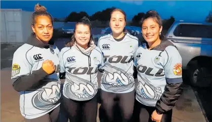  ??  ?? Patricia Vaka, Manaia Webb, Tyler Nankivell and Leilani Erwin represent the young and exciting face of the Northland side preparing to make its debut in the Farah Palmer Cup national provincial women’s rugby championsh­ip in Napier this Saturday.