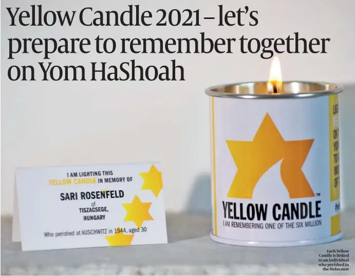  ??  ?? Each Yellow Candle is linked to an individual who perished in the Holocaust