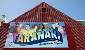  ?? ANDY JACKSON/STUFF ?? A billboard on Courtenay St, New Plymouth, calls Taranaki the ‘‘Rainbow Region’’.