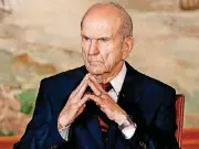  ?? [AP FILE PHOTO] ?? Russell M. Nelson, president of The Church of Jesus Christ of Latter-day Saints, looks on in January after a news conference in Salt Lake City.