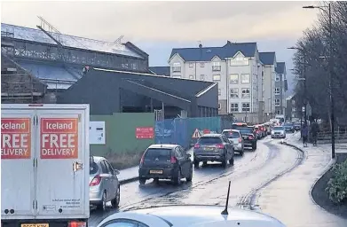  ??  ?? Delays Drivers using Forthside Way faced lengthy tailbacks