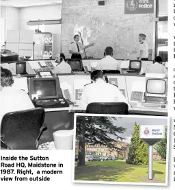  ??  ?? Inside the Sutton Road HQ, Maidstone in 1987. Right, a modern view from outside