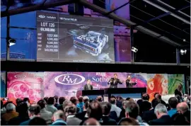  ??  ?? The RM Sotheby’s sale took seven cars into seven figures, including Le Mans entrant Ferrari F40 LM (above). Three surpassed €1m at Bonhams (left)