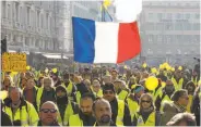  ?? Claude Paris / Associated Press ?? “Yellow vest” protesters rally in Marseille. Turnout was much smaller than in previous weekends.