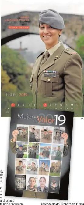  ?? ABC ?? Calendario del Ejército de Tierra inspirado en la mujer militar