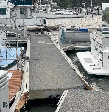  ?? JEROEN JONGEJANS ?? The damage at Tūtūkākā Marina from the tsunami that devastated Tonga is expected to cost millions of dollars to repair.