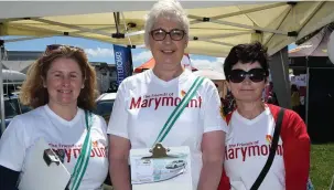  ??  ?? Linda Shortt, Sandra Dineen and Miriam Kennedy were manning the Marymount Hospice stand at Charlevill­e Show.