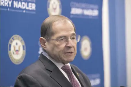  ?? (Photo: AP) ?? US Rep Jerrold Nadler, D-NY, chair of the House Judiciary Committee, speaks during a news conference, Thursday, in New York.