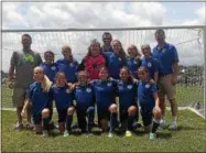  ?? PHOTO PROVIDED ?? The Saratoga Wilton Soccer Club U12 Girls Select team returned entered the 2017 Nordic Cup in Stowe, Vt., and won the championsh­ip. The team is, from left (back row) Coach Greiner, Claire Macy, Grace Soukup, Lilly Cubanski, Coach Bundy, Eowynn Lapp,...