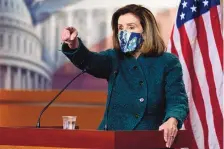  ?? ANDREW HARNIK/ASSOCIATED PRESS ?? House Speaker Nancy Pelosi has revealed how internal tensions over safety have escalated since this month’s Capitol attack by supporters of former President Donald Trump.