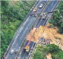  ?? ?? COLLAPSED HIGHWAY – In this photo released by Xinhua News Agency, an aerial photo shows rescuers work at the site of a collapsed road section of the Meizhou-dabu Expressway in Meizhou, south China’s Guangdong Province, Wednesday, May 1, 2024. A section of a highway collapsed early Wednesday in southern China leaving more than a dozen of people dead, local officials said, after the area had experience­d heavy rain in recent days. (Xinhua News Agency via AP)