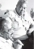  ??  ?? In this March 1993 Gleaner photo, Maurice Tenn, seen here listening to government minister Carlyle Dunkley, was quite a character.