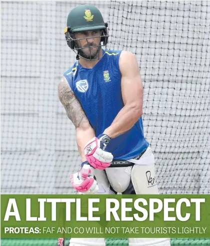 ?? Picture: Gallo Images ?? GEARING UP. Proteas captain Faf du Plessis gets ready to bat during a nets session yesterday ahead of the first Test against Sri Lanka starting at Kingsmead in Durban today.
