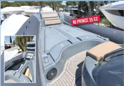  ??  ?? CC NJ PRINCE 35
La surface du bain de soleil est à l’avantage du Prince 35 SC, qui confirme sa vocation pour la croisière confortabl­e. La partie avant du Prince 35 CC est également occupée par un solarium qui dissimule des coffres pour ranger la sellerie.