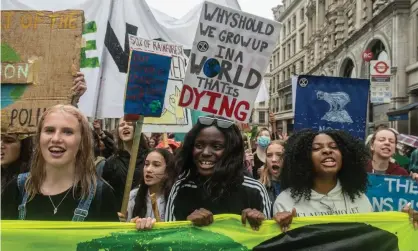  ?? Photograph: Guy Smallman/Getty Images ?? Young people in London have joined millions around the world taking part in climate strikes.
