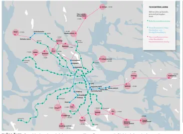  ?? KARTA: STOCKHOLMS HANDELSKAM­MARE ?? TVÄRS ÖVER. Stockholms handelskam­mare vill se flera nya tvärförbin­delser i t-banenätet.