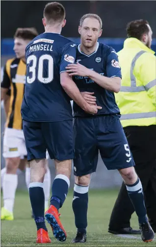  ??  ?? Partick Thistle centre-back Steven Anderson celebrates his goal at Bayview