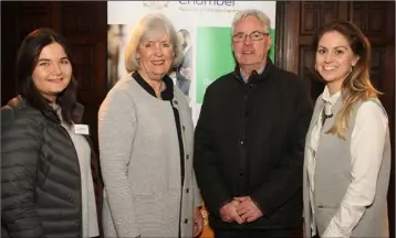  ??  ?? Gorey Guardian reporter Sara Gahan, Wexford Chamber CEO Madeleine Quirke, Gorey Chamber CEO Diarmuid Devereux and Ciara Tomkins, Gorey Guardian sales.