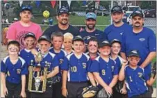 ?? SUBMITTED PHOTO ?? The Prospect Park Pride won the championsh­ip in the 8-Under Interboro Cal Ripken League recently with a 6-1 win over the Glenolden Indians. The team includes (Coaches, left to right): Bubba Munro, Marcos Munro, Bill Mullen, Ray Haagen and Anthony...
