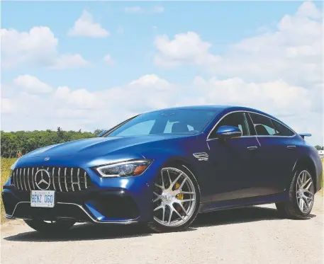  ?? PHOTOS: PETER BLEAKNEY/DRIVING ?? The 2019 Mercedes-AMG GT 63 S 4-door coupe drew gawkers to Peter Bleakney’s driveway.