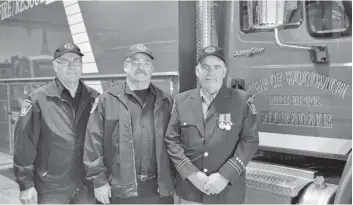  ?? [LIZ BEVAN / THE OBSERVER] ?? Delford Martin, Oscar Clemmer and Cecil Martin together had more than 100 years of firefighti­ng experience. The three are retiring this month, and will be honoured with a celebratio­n dinner.