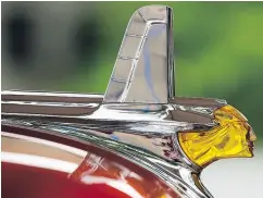  ?? GERRY KAHRMANN/PNG ?? The distinctiv­e hood ornament of a 1953 Pontiac Sky Chief Woody Wagon.