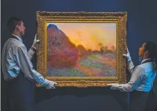  ?? Picture: AP/SOTHEBY’S ?? Claude Monet’s painting Meules has fetched a record $US110.7 million at an auction in New York. The 1890 painting sold at Sotheby’s sale of Impression­ist & Modern Art.