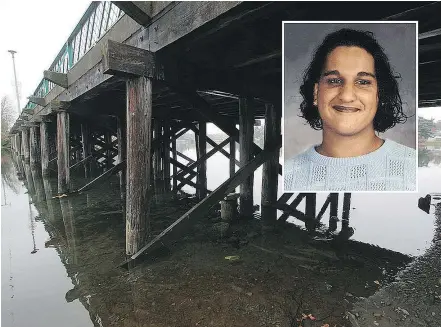  ?? PNG FILES ?? Though she was 15 when she killed Reena Virk, inset, under this bridge in Victoria, Kelly Marie Ellard was raised to adult court and was sentenced to life with no hope of parole for seven years.