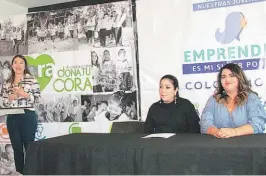  ??  ?? Esfuerzo. Miembros de la Fundación Dona Tu Cora explicaron el motivo del lanzamient­o de su compaña denominada “Emprender es mi súper poder”.