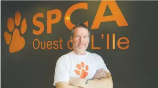  ?? GRAHAM HUGHES ?? Rémi Brazeau, executive director of SPCA Ouest, says a donation from Wishbone Pet Food will help the many animals still living at the shelter as COVID-19 has kept revenue and donations down.