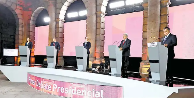  ??  ?? De izquierda a derecha: Margarita Zavala, José Antonio Meade, Ricardo Anaya, Andrés Manuel López Obrador y Jaime Rodríguez Calderón.