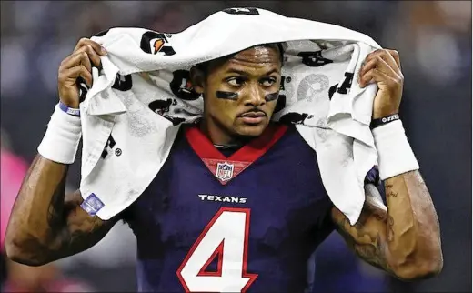  ?? AP 2017 ?? Texans quarterbac­k Deshaun Watson, his agent and his attorney maintain that Watson had consensual interactio­n with some women among those filing suit.