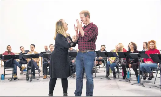  ?? CP PHOTO ?? Iirene Sankoff (left) and her husband David Hein, who wrote the book, music and lyrics of Mirvish’s “Come From Away” hold a meet-and-greet in Toronto on Thursday. as they prepare to open the musical in early 2018.