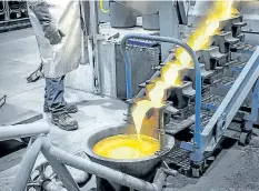  ?? POSTMEDIA NETWORK FILES ?? Above: Gold is poured at a mine in Quebec. Osisko Gold Royalties is more than doubling its precious metals portfolio with the $1.13 billion acquisitio­n of assets from Orion Mine Finance Group.