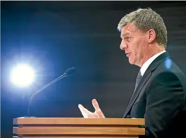  ?? PHOTO: GETTY IMAGES ?? Prime Minister Bill English reveals his new lineup at Parliament yesterday.